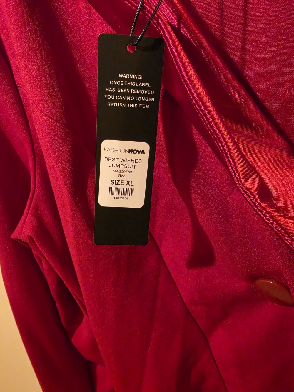 Fashion Nova Best Wishes Red Women’s Jumpsuit with Draped Collar - Picture 2 of 5